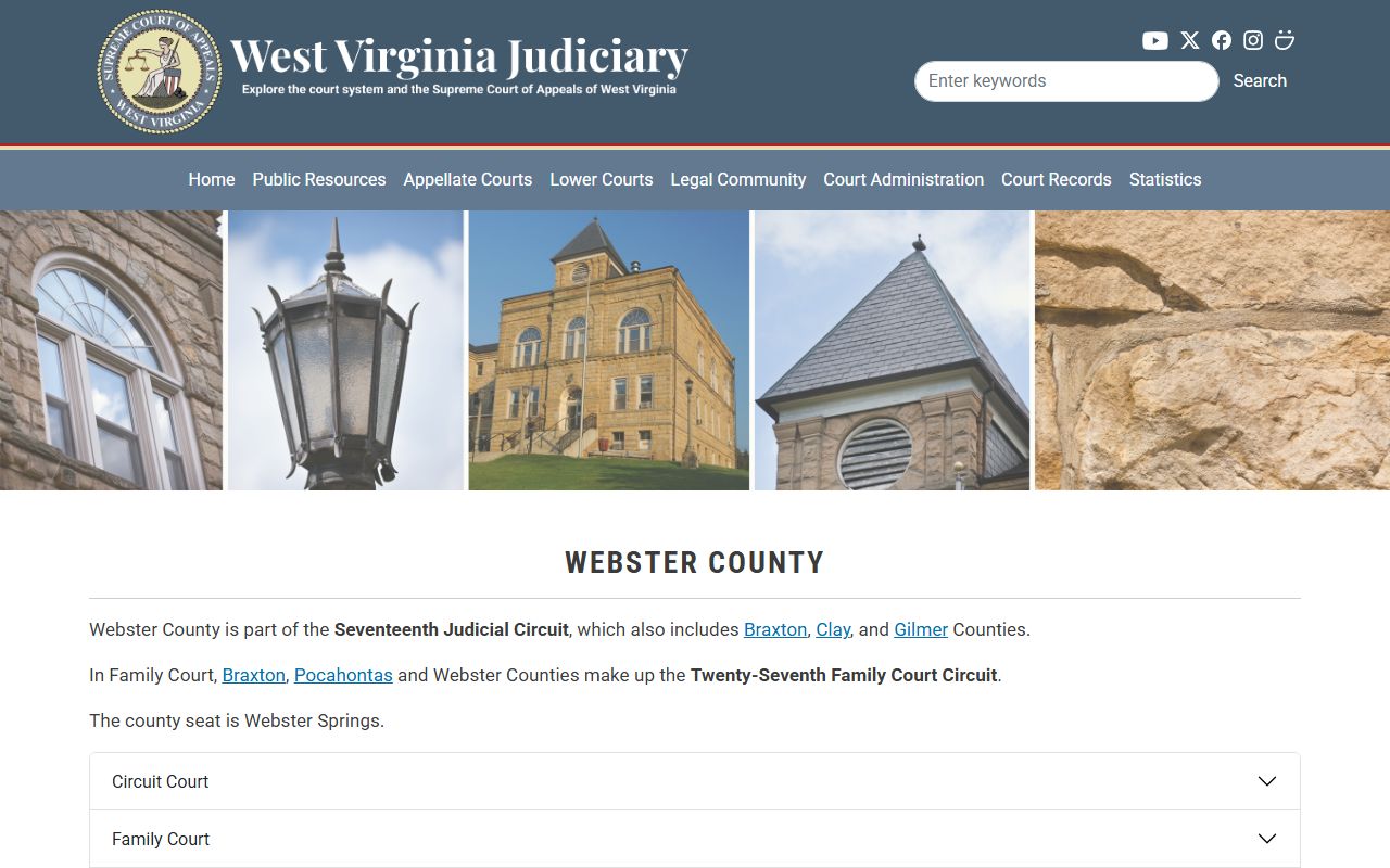 West Virginia Judiciary Webster County court contact page